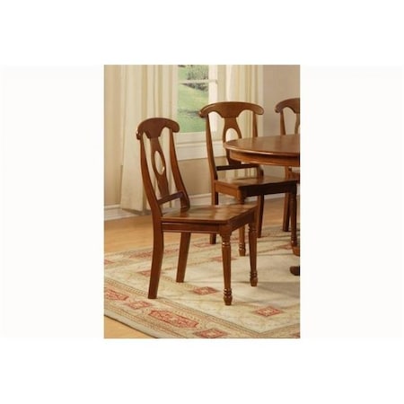 East West Furniture East West NAC-SBR-C Napoleon styled chair with upholstered seat; Saddle Brown - Pack of 2 NAC-SBR-C